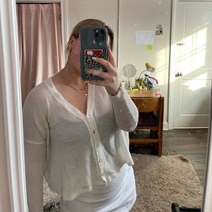 Button down white cropped shirt